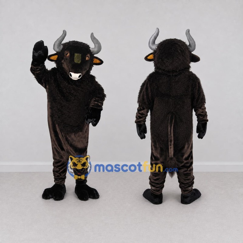 Custom Black and Gray Bull Mascot Costume Adult Full Body Suit for Farm Events Custom Black and Gray Bull Mascot Costume Adult Full Body Suit for Farm Events