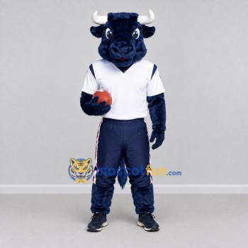 Custom Blue and White Bull in Sportswear Mascot Costume Adult Full Body Suit for Sports Events
