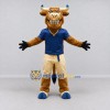 Custom Brown and Navy Blue Bull in Sportswear Mascot Costume Adult Full Body Suit for Sports Events Custom Brown and Navy Blue Bull in Sportswear Mascot Costume Adult Full Body Suit for Sports Events