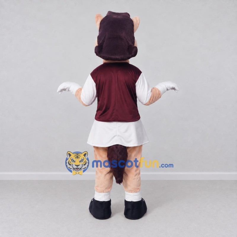 Custom Tan and Burgundy Horse in a Vest and Skirt Mascot Costume Adult Full Body Suit for School Events