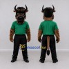 Custom Brown and Green Bull in a Shirt and Pants Mascot Costume Adult Full Body Suit for Sports Events Custom Brown and Green Bull in a Shirt and Pants Mascot Costume Adult Full Body Suit for Sports Events