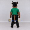 Custom Brown and Green Bull in a Shirt and Pants Mascot Costume Adult Full Body Suit for Sports Events Custom Brown and Green Bull in a Shirt and Pants Mascot Costume Adult Full Body Suit for Sports Events