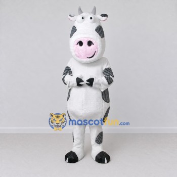 Custom White and Gray Cow Mascot Costume Adult Full Body Suit for Farm Events Custom White and Gray Cow Mascot Costume Adult Full Body Suit for Farm Events