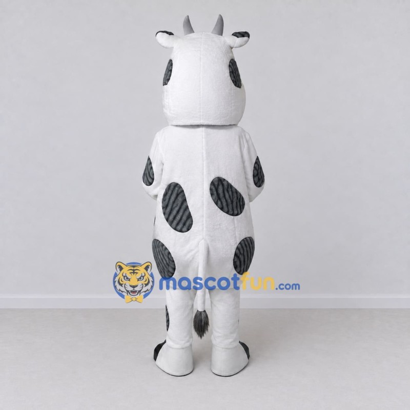 Custom White and Gray Cow Mascot Costume Adult Full Body Suit for Farm Events Custom White and Gray Cow Mascot Costume Adult Full Body Suit for Farm Events