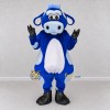 Custom Blue and White Cow Character Mascot Costume Adult Full Body Suit for School Events