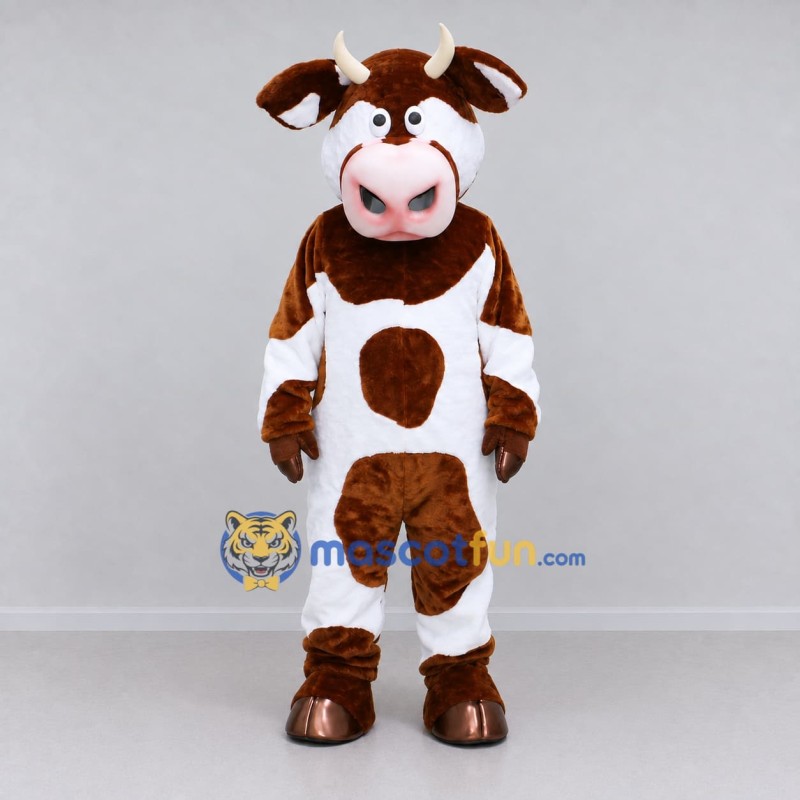 Custom Brown and White Cow Mascot Costume Adult Full Body Suit for Farm Events Custom Brown and White Cow Mascot Costume Adult Full Body Suit for Farm Events