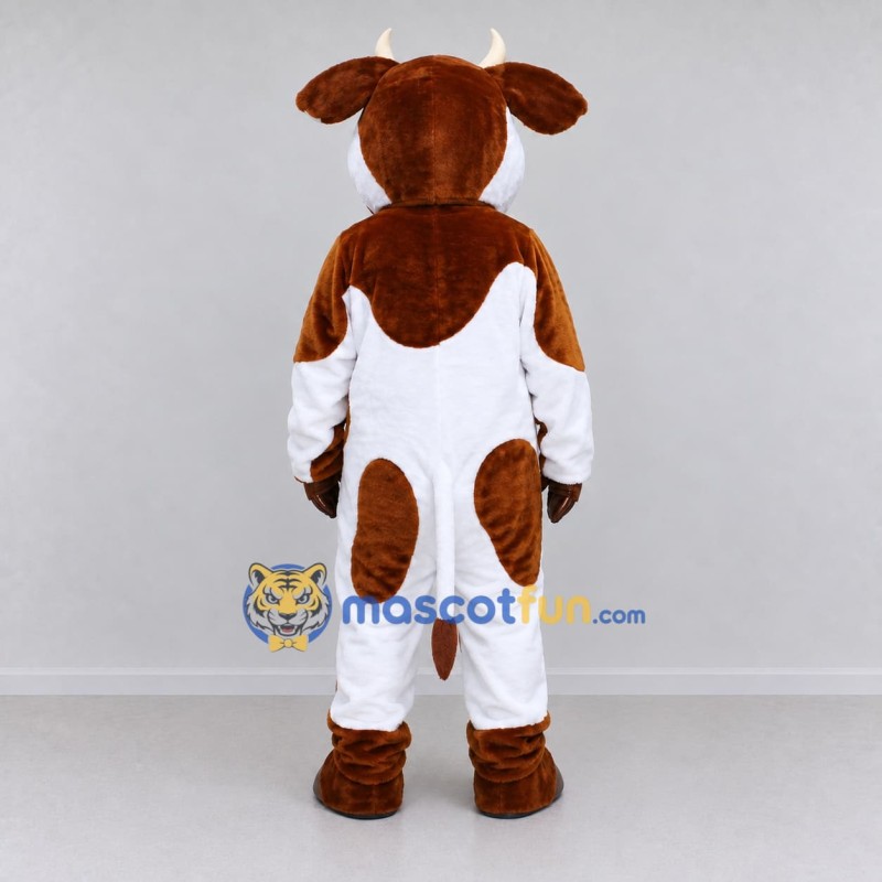 Custom Brown and White Cow Mascot Costume Adult Full Body Suit for Farm Events Custom Brown and White Cow Mascot Costume Adult Full Body Suit for Farm Events