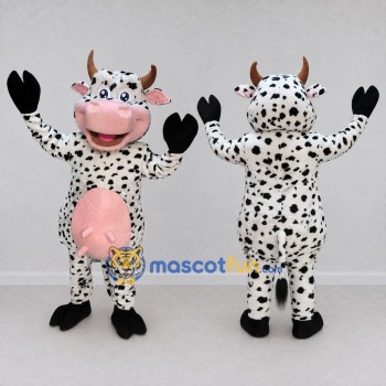 Custom Black and White Spotted Cow Mascot Costume Adult Full Body Suit for Farm Events