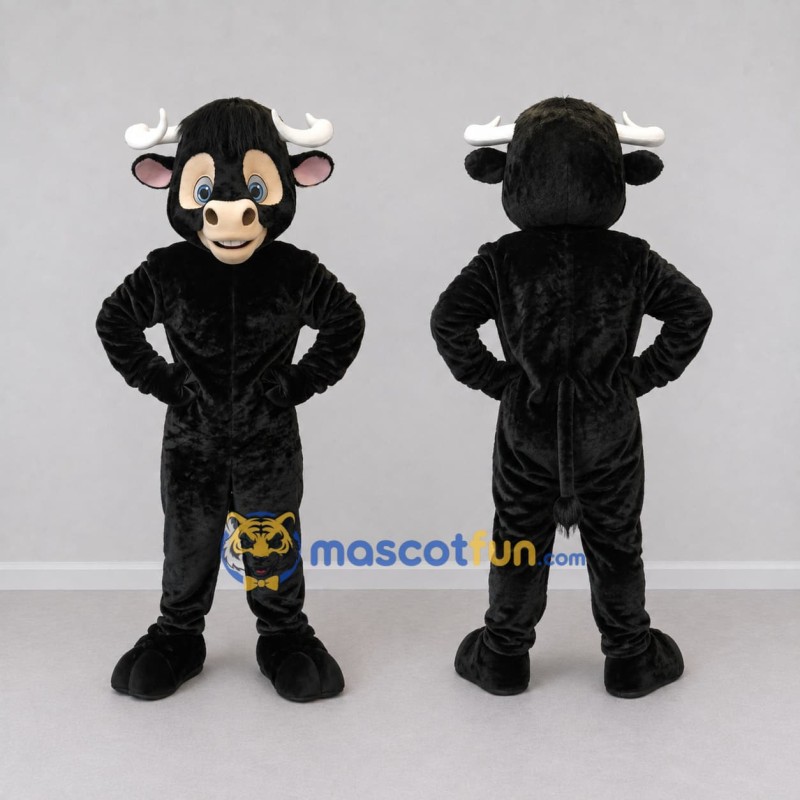 Custom Black and Cream Bull Mascot Costume Adult Full Body Suit for Farm Events Custom Black and Cream Bull Mascot Costume Adult Full Body Suit for Farm Events