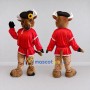 Custom Brown and Red Bull in a Tunic and Beret Mascot Costume Adult Full Body Suit for Theme Parties