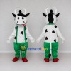 Custom Black and Green Cow in Suspenders and Pants Mascot Costume Adult Full Body Suit for School Events Custom Black and Green Cow in Suspenders and Pants Mascot Costume Adult Full Body Suit for School Events