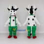 Custom Black and Green Cow in Suspenders and Pants Mascot Costume Adult Full Body Suit for School Events