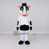 Custom Black and White Cow in a Top Hat Mascot Costume Adult Full Body Suit for Theme Parties Custom Black and White Cow in a Top Hat Mascot Costume Adult Full Body Suit for Theme Parties