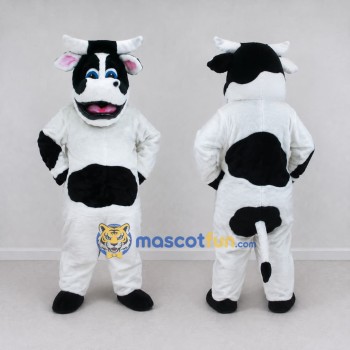 Custom Black and White Cow Mascot Costume Adult Full Body Suit for Farm Events