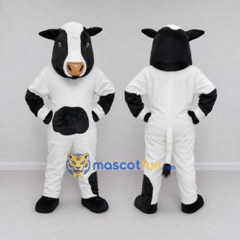 Custom Black and White Cow Mascot Costume Adult Full Body Suit for Farm Events