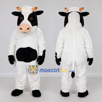Custom Black and White Cow Mascot Costume Adult Full Body Suit for Farm Events