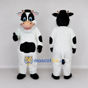 Custom Black and White Cow Mascot Costume Adult Full Body Suit for Farm Events