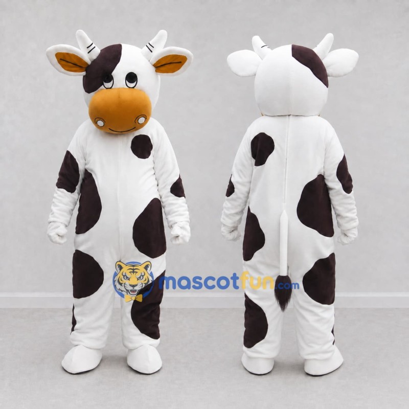 Custom Brown and White Cow Mascot Costume Adult Full Body Suit for Farm Events Custom Brown and White Cow Mascot Costume Adult Full Body Suit for Farm Events