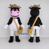 Custom Black and White Cow with a Shoulder Bag Mascot Costume Adult Full Body Suit for School Events Custom Black and White Cow with a Shoulder Bag Mascot Costume Adult Full Body Suit for School Events
