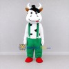 Custom Black and Green Cow in Suspenders and Pants Mascot Costume Adult Full Body Suit for School Events Custom Black and Green Cow in Suspenders and Pants Mascot Costume Adult Full Body Suit for School Events