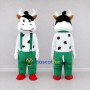Custom Black and Green Cow in Suspenders and Pants Mascot Costume Adult Full Body Suit for School Events