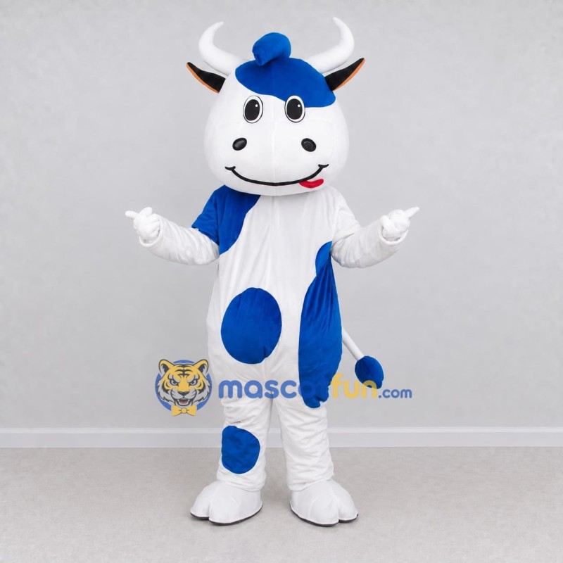 Custom Blue and White Cow Mascot Costume Adult Full Body Suit for School Events Custom Blue and White Cow Mascot Costume Adult Full Body Suit for School Events