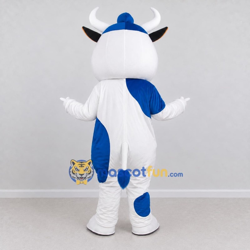 Custom Blue and White Cow Mascot Costume Adult Full Body Suit for School Events Custom Blue and White Cow Mascot Costume Adult Full Body Suit for School Events