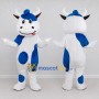 Custom Blue and White Cow Mascot Costume Adult Full Body Suit for School Events