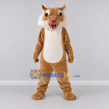 Custom Tan and Cream Fierce Big Cat Mascot Costume Adult Full Body Suit for Sports Events