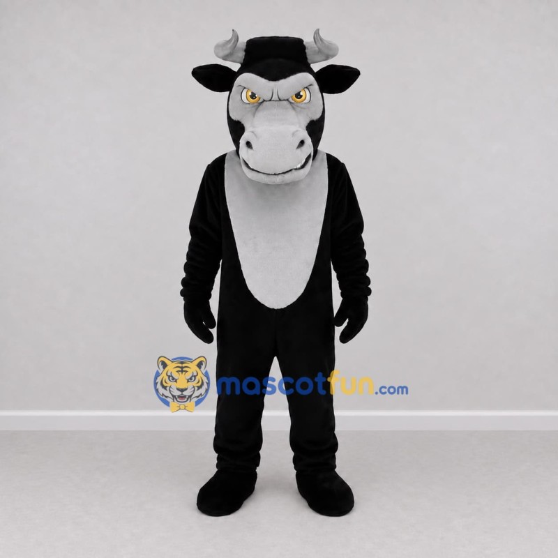 Custom Black and Gray Bull Mascot Costume Adult Full Body Suit for Sports Events Custom Black and Gray Bull Mascot Costume Adult Full Body Suit for Sports Events