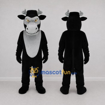 Custom Black and Gray Bull Mascot Costume Adult Full Body Suit for Sports Events