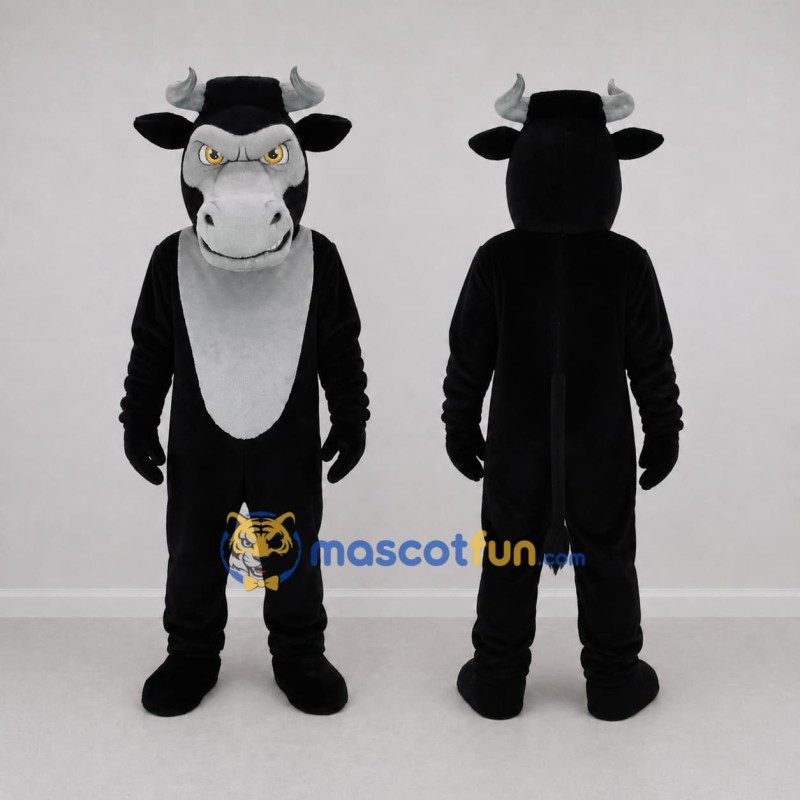 Custom Black and Gray Bull Mascot Costume Adult Full Body Suit for Sports Events Custom Black and Gray Bull Mascot Costume Adult Full Body Suit for Sports Events