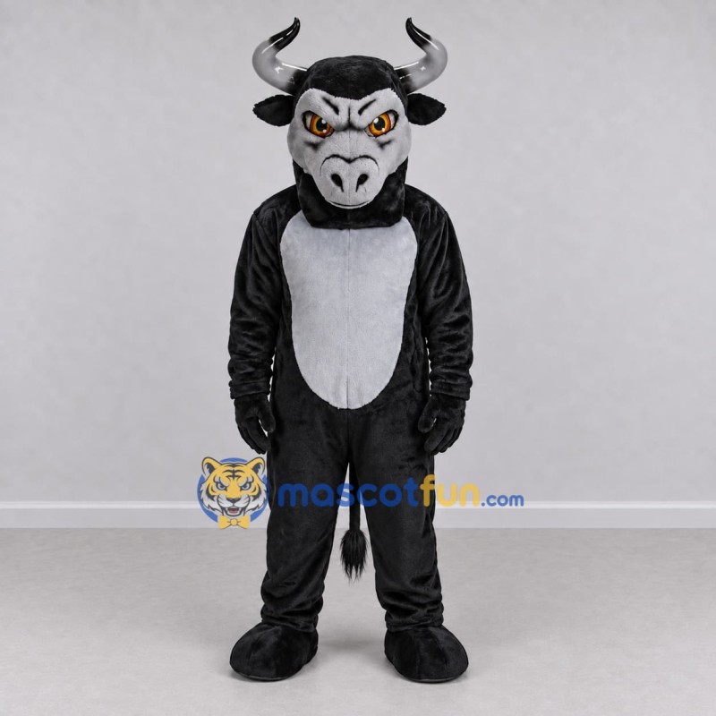 Custom Black and Gray Bull Mascot Costume Adult Full Body Suit for Sports Events Custom Black and Gray Bull Mascot Costume Adult Full Body Suit for Sports Events