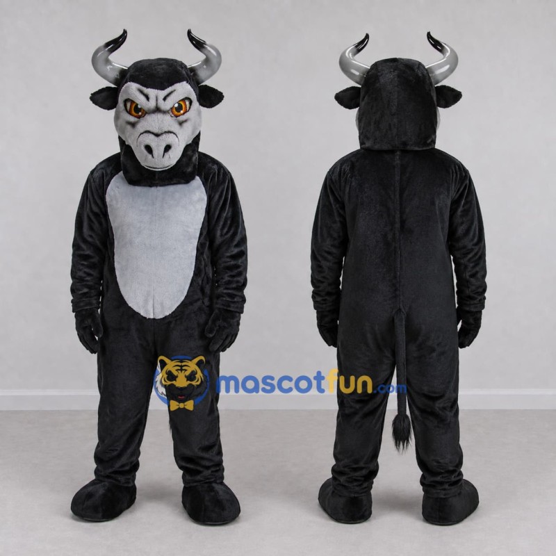 Custom Black and Gray Bull Mascot Costume Adult Full Body Suit for Sports Events Custom Black and Gray Bull Mascot Costume Adult Full Body Suit for Sports Events