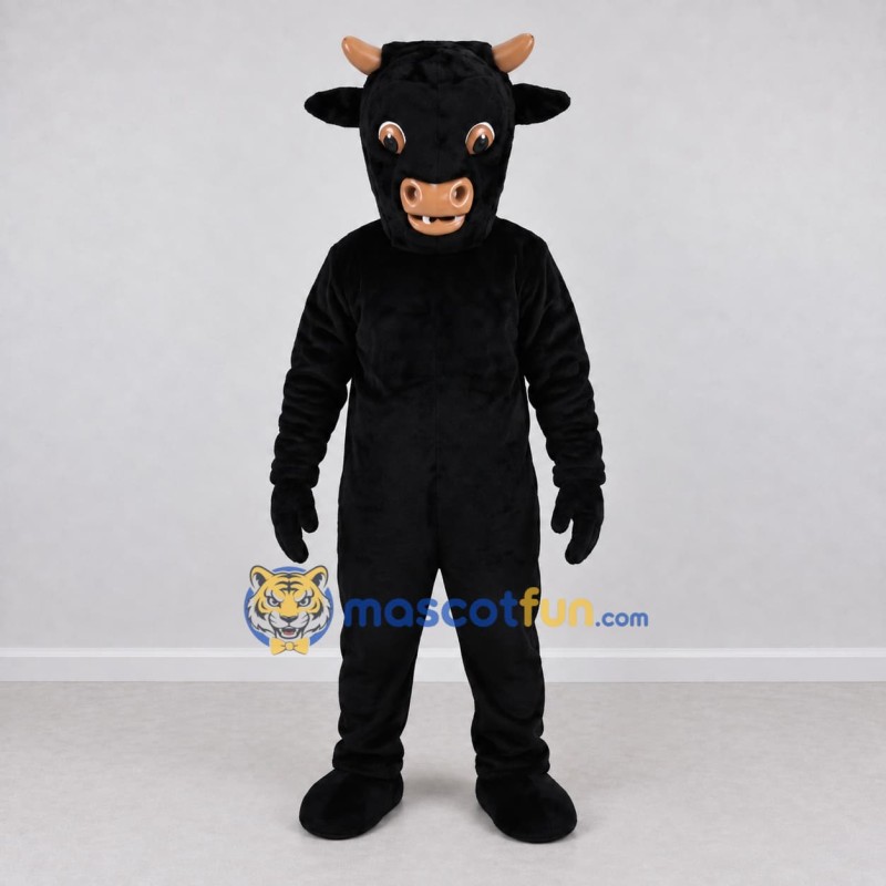 Custom Black and Tan Bull Mascot Costume Adult Full Body Suit for Farm Events Custom Black and Tan Bull Mascot Costume Adult Full Body Suit for Farm Events