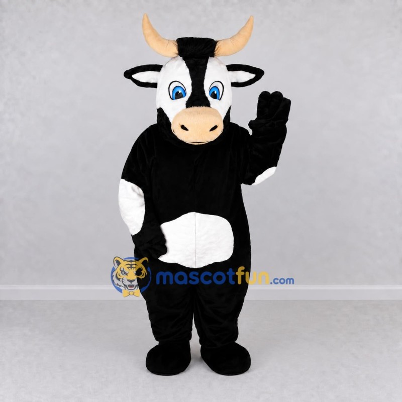 Custom Black and White Bull Mascot Costume Adult Full Body Suit for Farm Events Custom Black and White Bull Mascot Costume Adult Full Body Suit for Farm Events