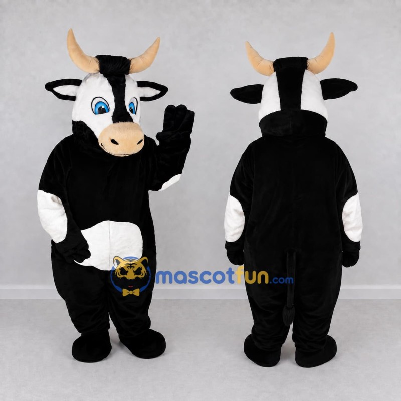 Custom Black and White Bull Mascot Costume Adult Full Body Suit for Farm Events Custom Black and White Bull Mascot Costume Adult Full Body Suit for Farm Events
