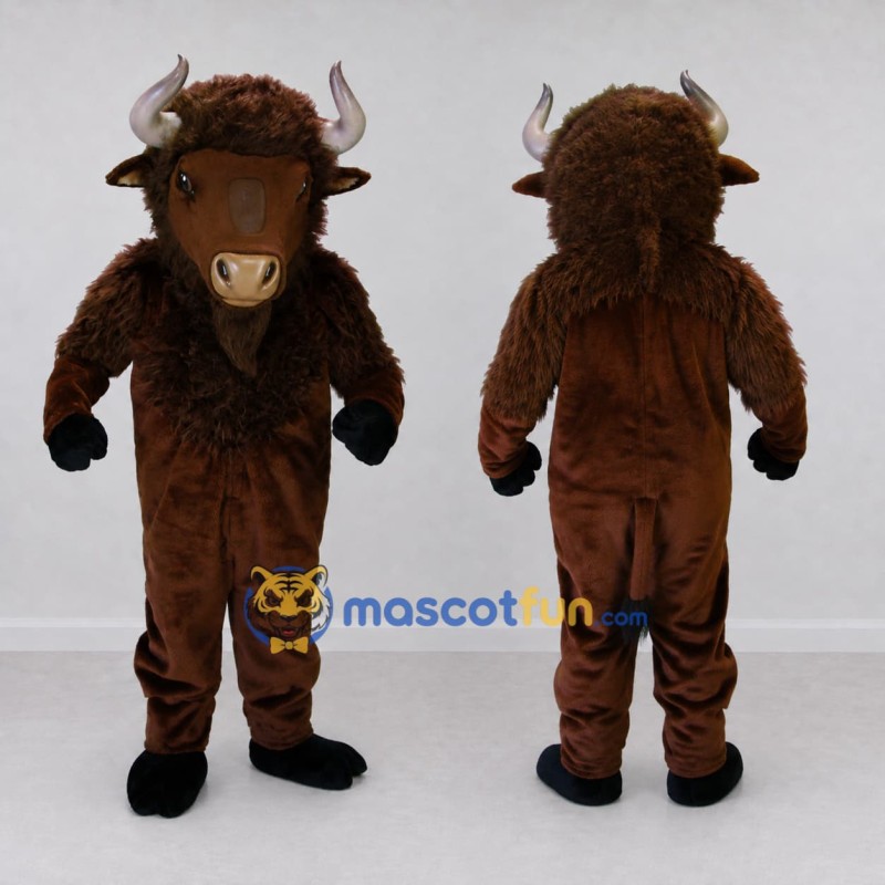 Custom Brown Bison Character Mascot Costume Adult Full Body Suit for Wildlife Events Custom Brown Bison Character Mascot Costume Adult Full Body Suit for Wildlife Events