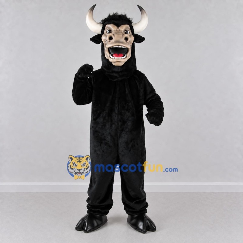 Custom Black and Cream Scary Bull Mascot Costume Adult Full Body Suit for Theme Parties Custom Black and Cream Scary Bull Mascot Costume Adult Full Body Suit for Theme Parties
