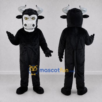 Custom Black and Gray Bull Mascot Costume Adult Full Body Suit for Sports Events