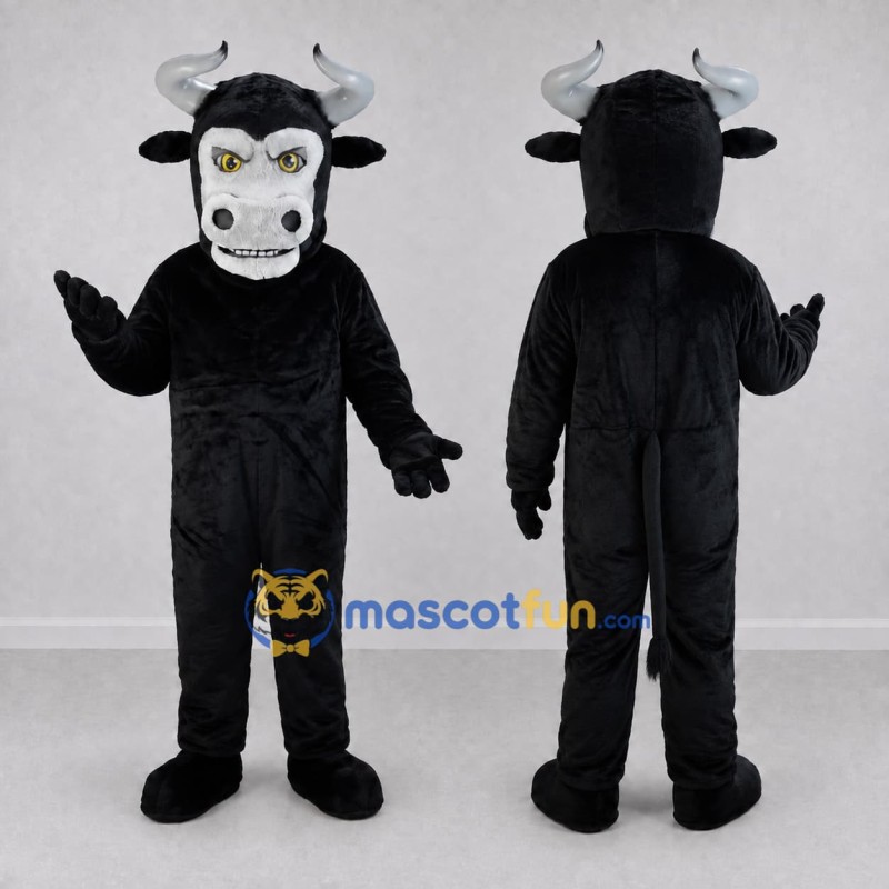 Custom Black and Gray Bull Mascot Costume Adult Full Body Suit for Sports Events Custom Black and Gray Bull Mascot Costume Adult Full Body Suit for Sports Events