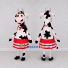 Custom Black and Red Cow in a Striped Skirt Mascot Costume Adult Full Body Suit for School Events Custom Black and Red Cow in a Striped Skirt Mascot Costume Adult Full Body Suit for School Events