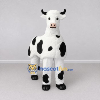 Custom Black and White Four-Legged Cow Mascot Costume Adult Full Body Suit for Farm Events