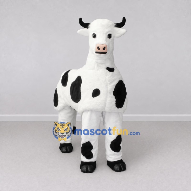 Custom Black and White Four-Legged Cow Mascot Costume Adult Full Body Suit for Farm Events Custom Black and White Four-Legged Cow Mascot Costume Adult Full Body Suit for Farm Events