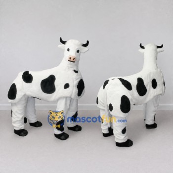 Custom Black and White Four-Legged Cow Mascot Costume Adult Full Body Suit for Farm Events