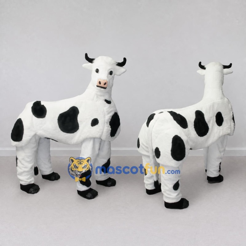 Custom Black and White Four-Legged Cow Mascot Costume Adult Full Body Suit for Farm Events Custom Black and White Four-Legged Cow Mascot Costume Adult Full Body Suit for Farm Events