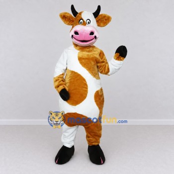 Custom Brown and White Cow Mascot Costume Adult Full Body Suit for Farm Events Custom Brown and White Cow Mascot Costume Adult Full Body Suit for Farm Events