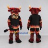 Custom Red and Black Bull in Flame Sportswear Mascot Costume Adult Full Body Suit for Sports Events