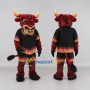 Custom Red and Black Bull in Flame Sportswear Mascot Costume Adult Full Body Suit for Sports Events