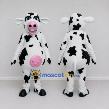 Custom Black and White Cow Mascot Costume Adult Full Body Suit for Farm Events